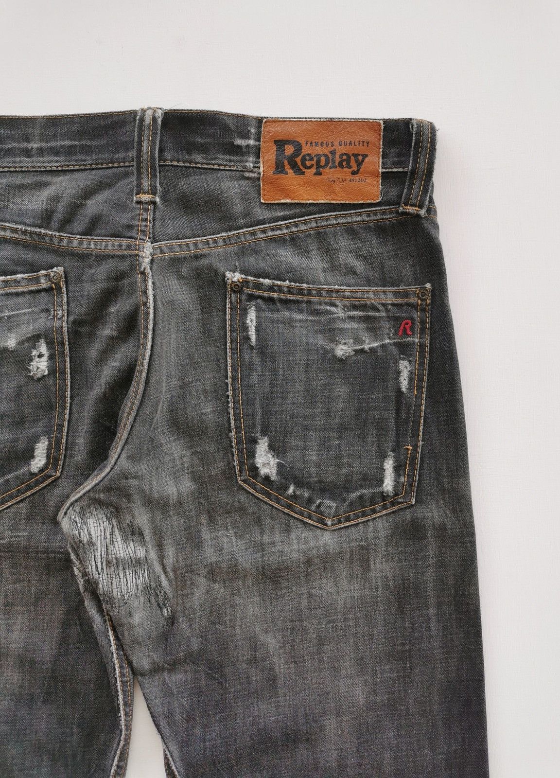 Replay Replay Rugged Vintage Washed Black Straight Fit Y2K Denim Size US 31 - 5 Thumbnail