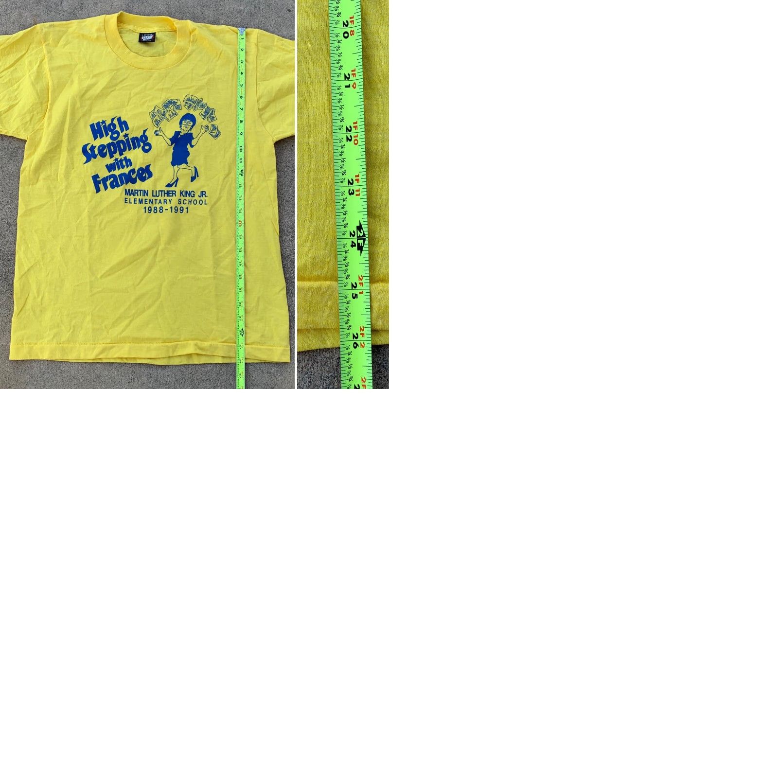 Vintage VINTAGE High Stepping With Frances Martin Luther King Jr Elementary T-Shirt L Mens Yellow Graphic Print 90s 80s Size US L / EU 52-54 / 3 - 9 Thumbnail