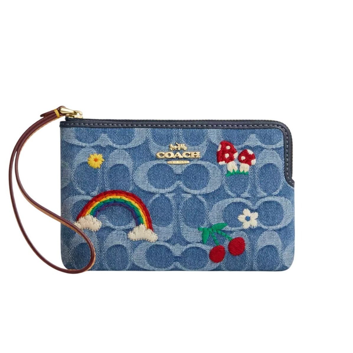 Coach Caoch Corner Zip Wristlet In Signature Denim Size ONE SIZE - 1 Thumbnail