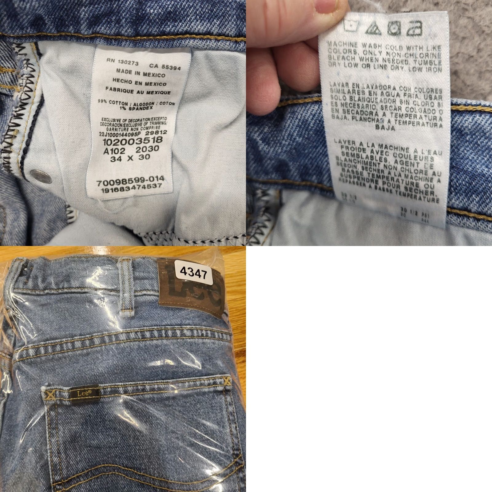 Lee Lee Jeans Men Slim Fit 34x30 Blue Denim Modern Series Straight Leg Jeans 90s USA Logo Mens Size US 34 / EU 50 - 9 Thumbnail