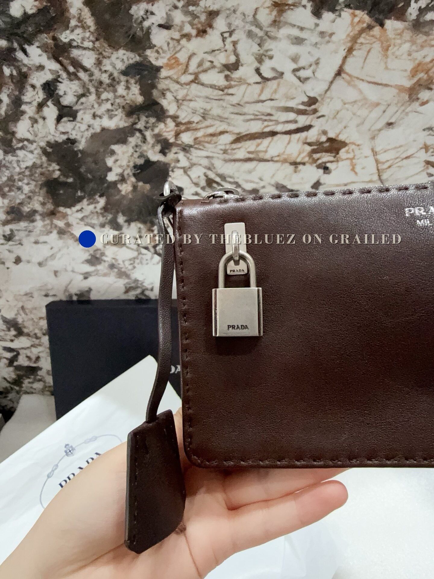 Prada Prada Brown Zip Clutch Handbag Size ONE SIZE - 5 Thumbnail