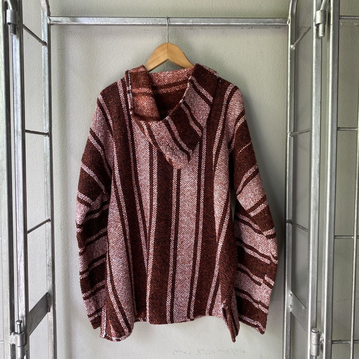 Vintage Brown & Pink Striped Baja Hoodie Size US M / EU 48-50 / 2 - 9 Thumbnail