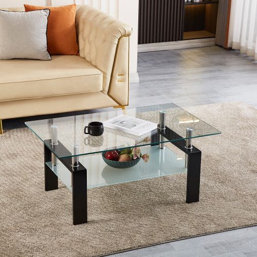 Designer × Homemade Tempered Clear Glass Coffee Table, 2-Layers Coffee Table Liv Size US L / EU 52-54 / 3 - 5 Thumbnail