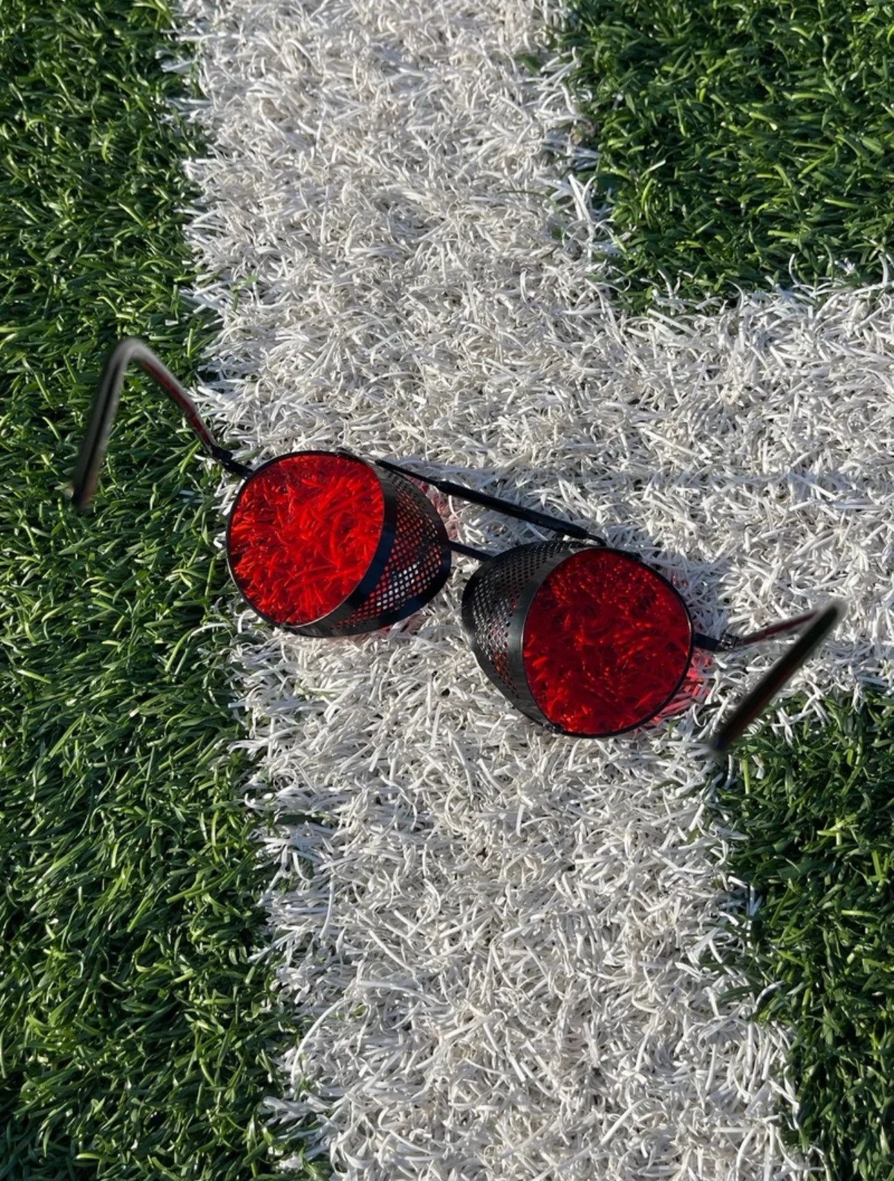 Vintage Vintage Red Lens Round Steampunk Sunglasses Size ONE SIZE - 10 Thumbnail