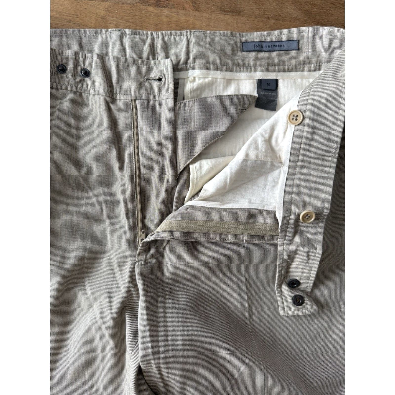 John Varvatos VINTAGE John Varvatos Pants Mens Size 50 IT 33x32 US Brown Striped Twill Straight Size US 34 / EU 50 - 4 Thumbnail
