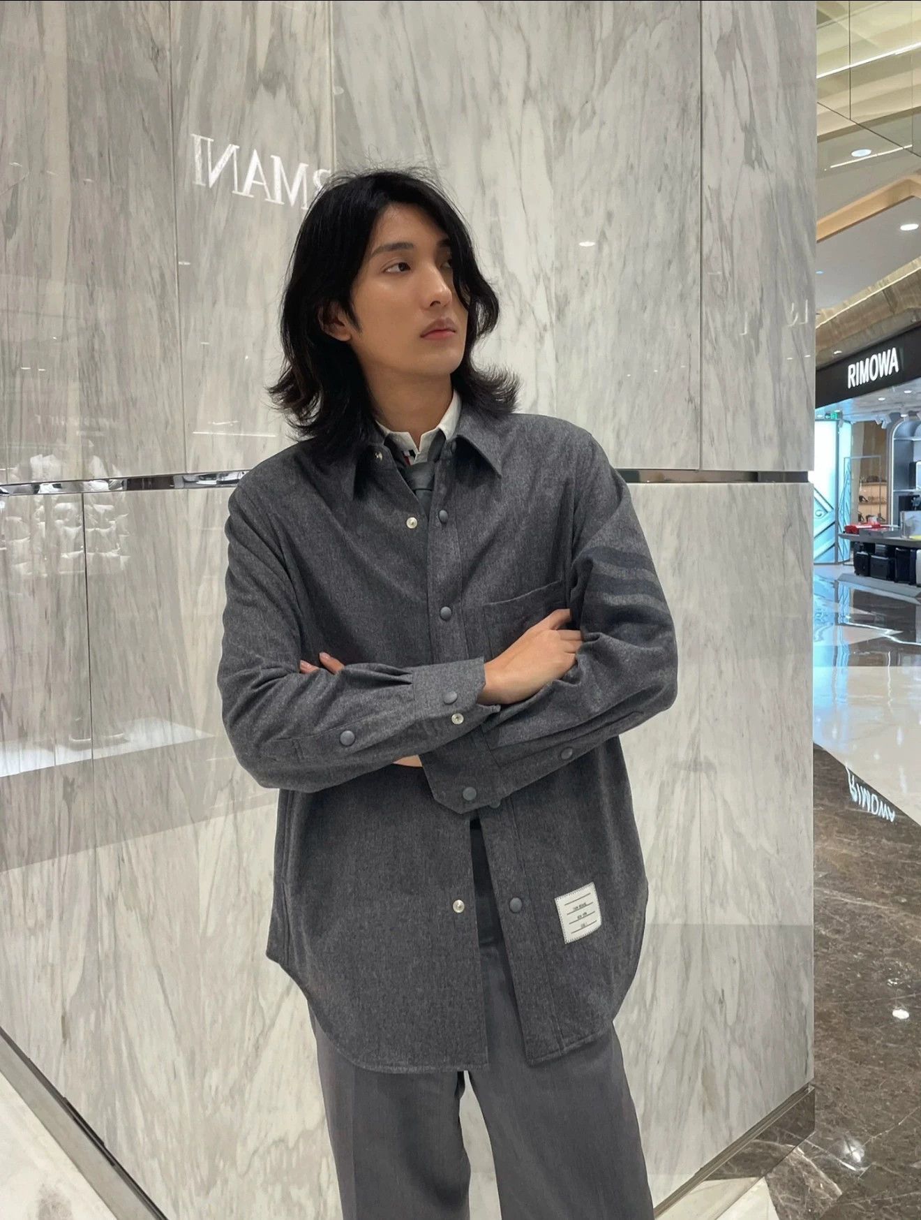 Thom Browne Thom Browne Men's Charcoal 4-Bar Wool Flannel Jacket Size US S / EU 44-46 / 1 - 7 Thumbnail