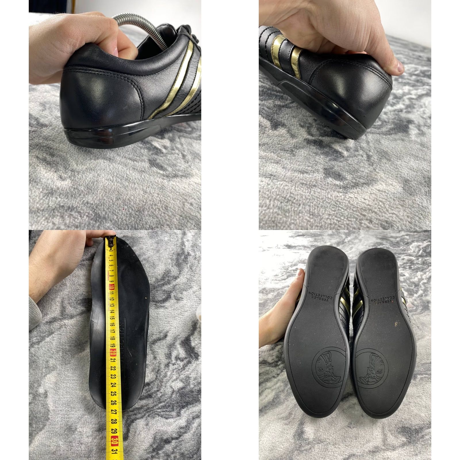 Versace Versace Collection Leather Sneakers Women Size 39 Black Casual Walking Logo Leather Upper Lining Rubber Outsole Low Top Size US 8 / IT 38 - 10 Thumbnail