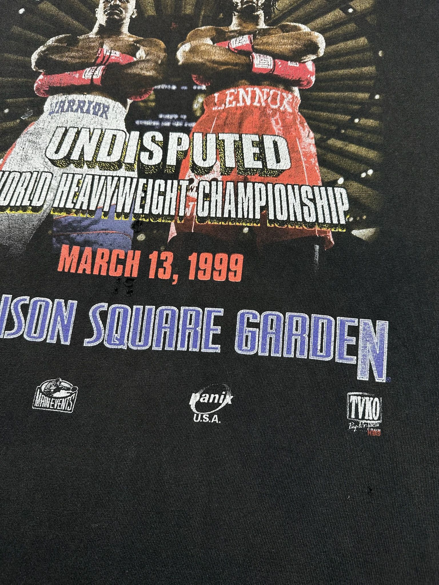 Band Tees Vintage 1999 Evander Holyfield vs Lennox Lewis Black Tee Size US XL / EU 56 / 4 - 3 Thumbnail
