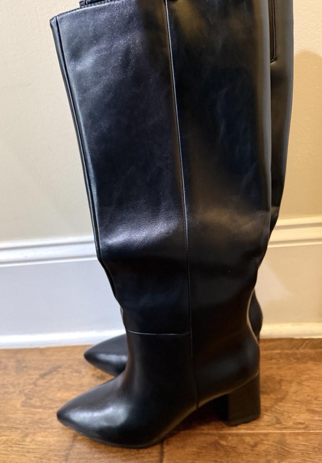 Other Wet Kiss Chunky Block Heel Knee High Pointed Toe Boot Black Size US 8 / IT 38 - 3 Thumbnail