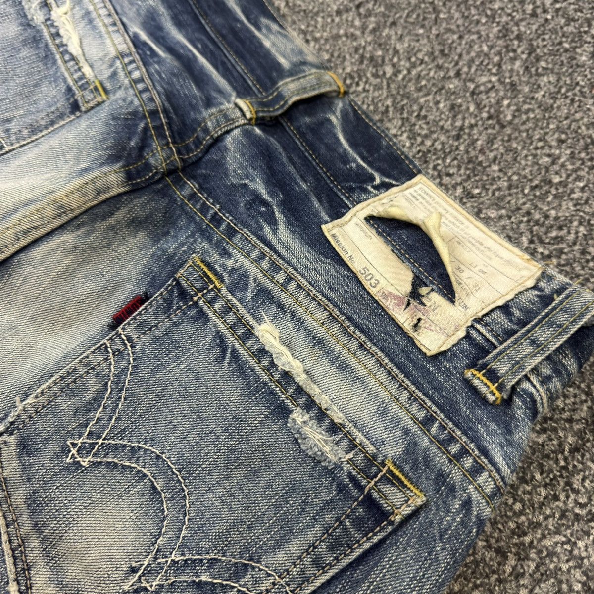 If Six Was Nine 🔥🇯🇵 Vintage 90s Flared Edwin Damage 13oz 503 Denim Jeans Size US 30 / EU 46 - 11 Thumbnail