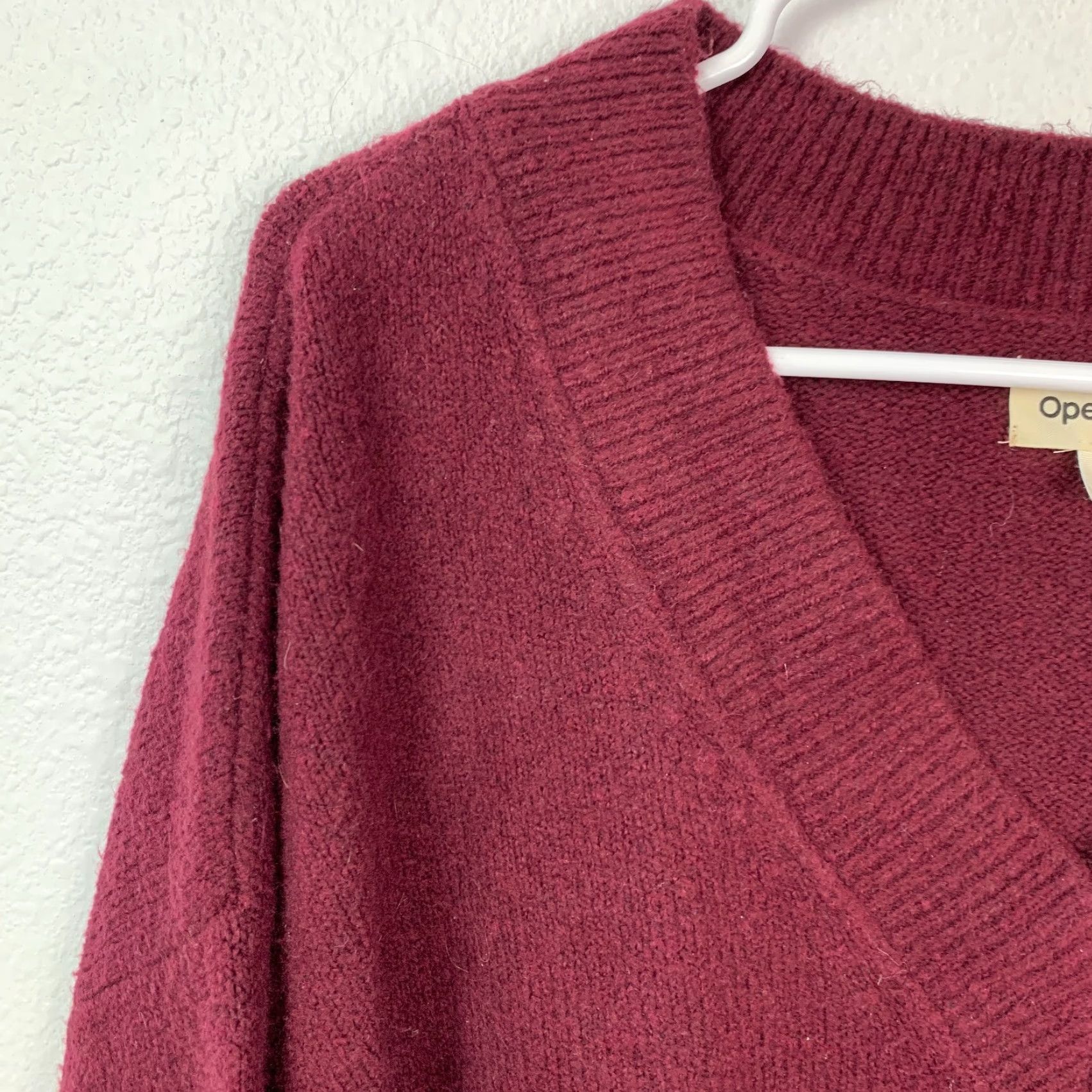 Vintage Open Edit V-Neck Sweater XL Burgundy Red Boxy Pullover Women's Knit Casual Workwear Size XL / US 12-14 / IT 48-50 - 2 Thumbnail