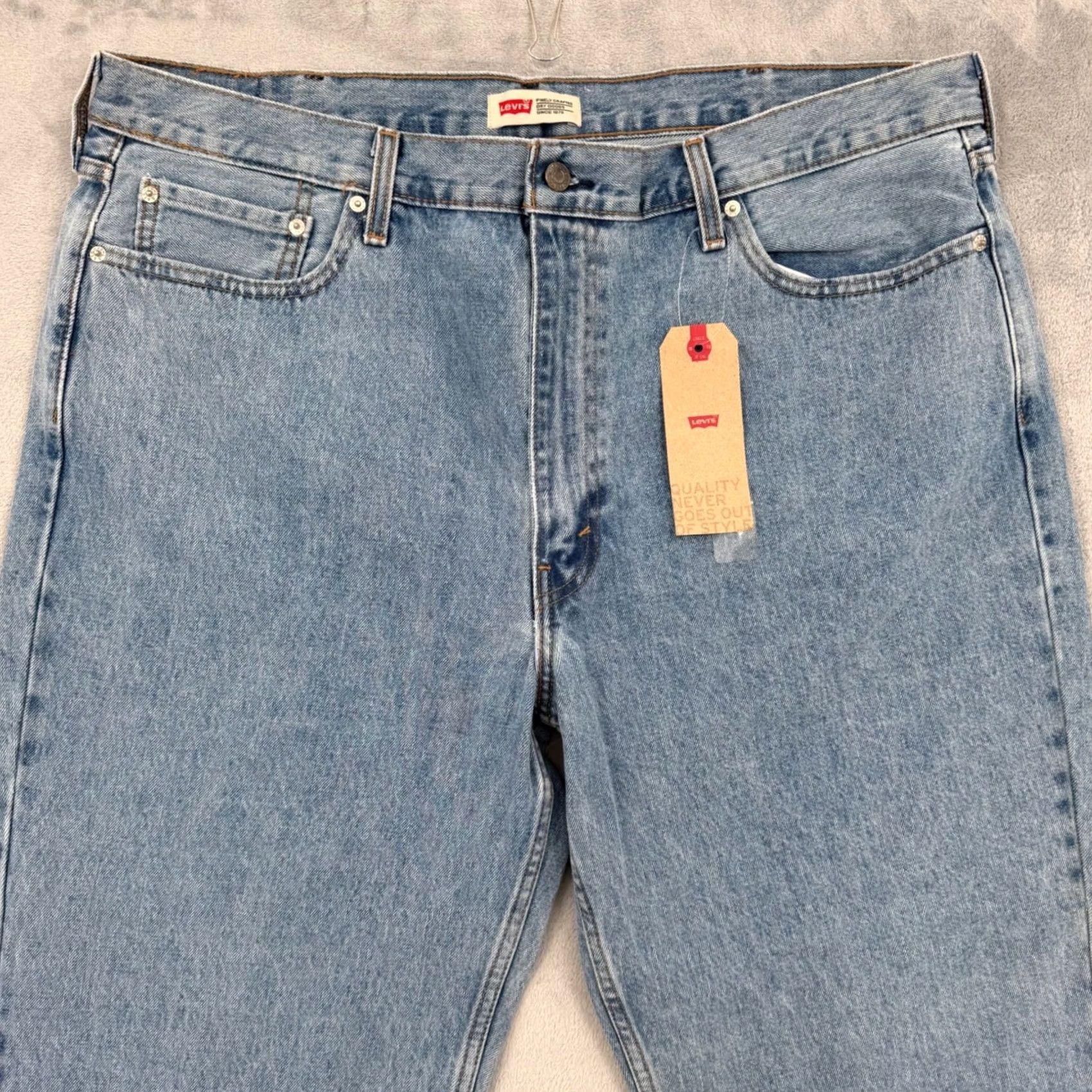Denime Levi's 513 Jeans Mens 42x30 Light Wash Straight Fit Denim Pants Size US 42 / EU 58 - 3 Thumbnail