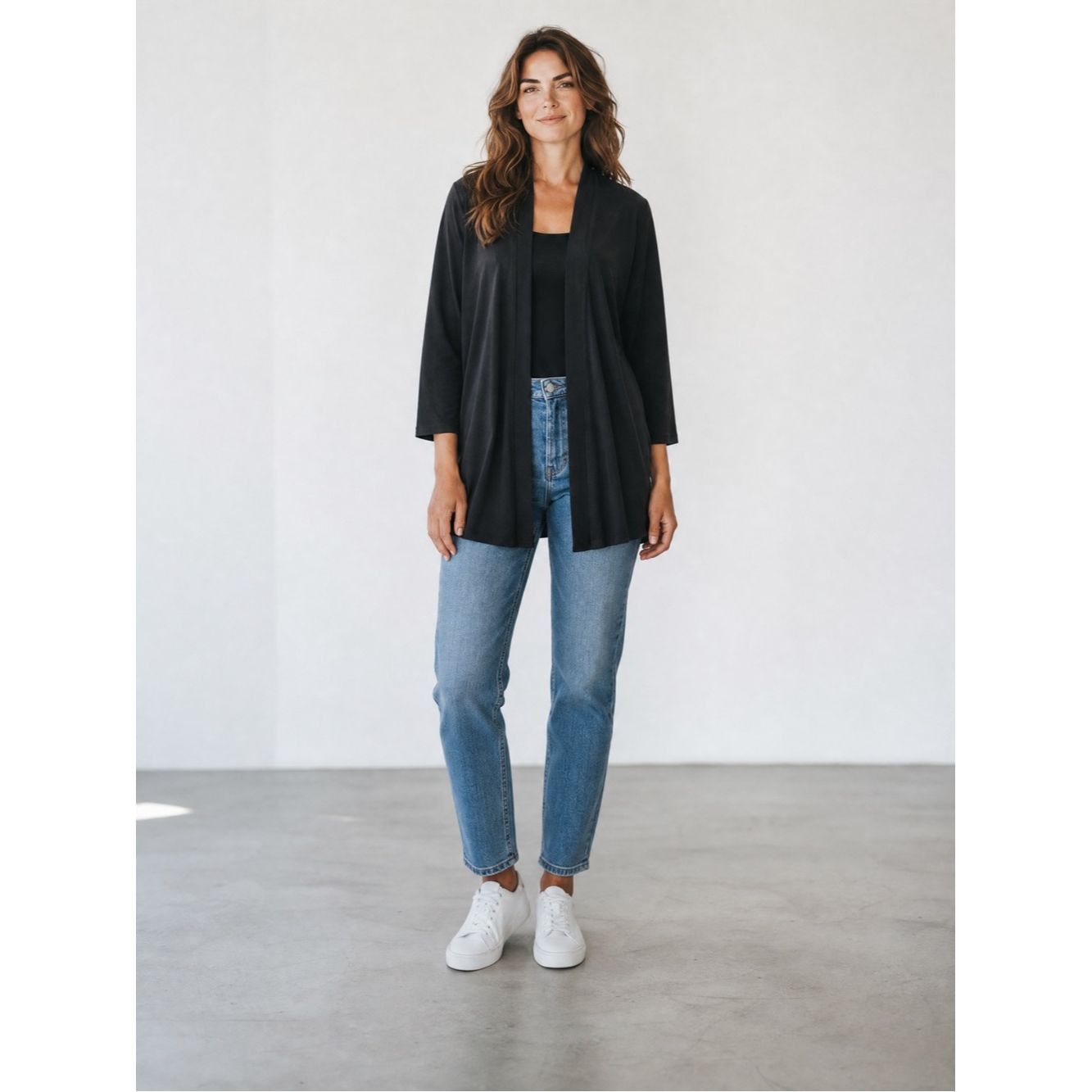 Other Susan Graver Liquid Knit Open Front Black Cardigan Size XL Size XL / US 12-14 / IT 48-50 - 1 Thumbnail