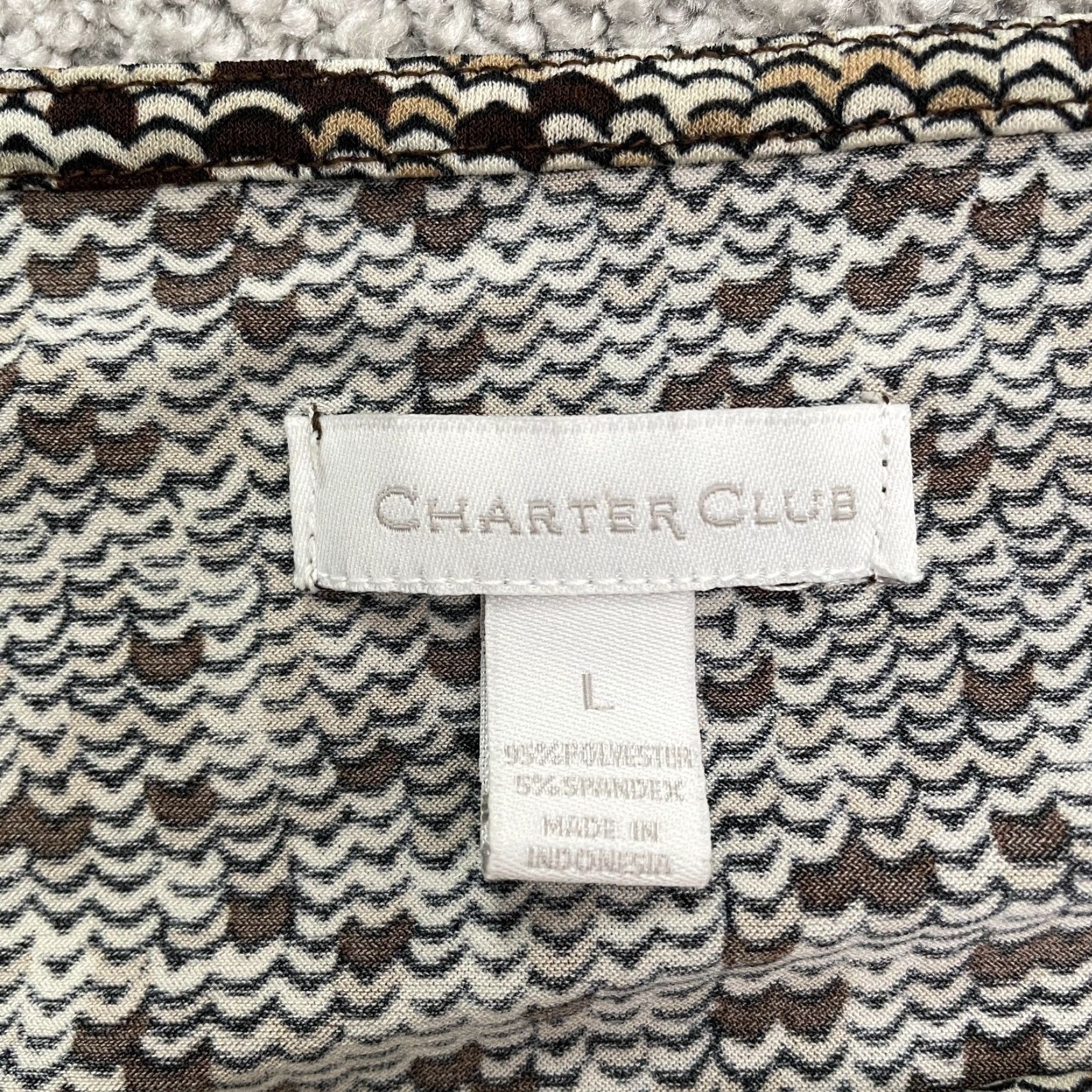 Charter Club Charter Club Blouse Shirt Womens Large Multicolor Geometric Sleeveless Cowl Neck Knit Stretch Casual Everyday Size L / US 10 / IT 46 - 3 Thumbnail