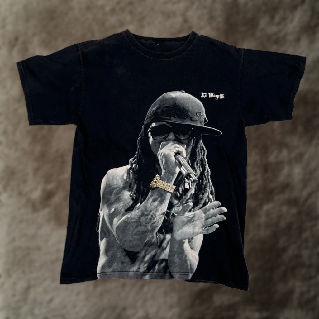 Vintage Vintage Lil Wayne T-Shirt Mens Medium Black Rap Tee Hip Hop Shirt Graphic Print Crew Neck Short Sleeve Music Size US M / EU 48-50 / 2 - 1 Thumbnail