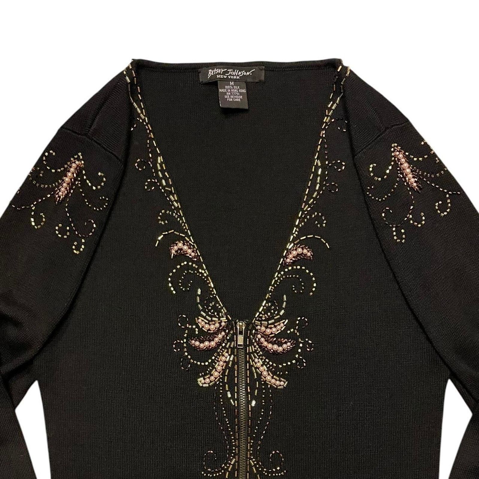 Betsey Johnson VTG 90s Betsey Johnson New York 100% silk full-zip cardigan Size M / US 6-8 / IT 42-44 - 5 Thumbnail