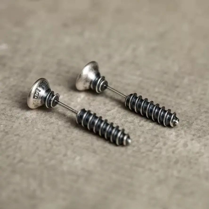 Jewelry Punk Hiphop Style Screw Stud Earrings Size ONE SIZE - 3 Thumbnail