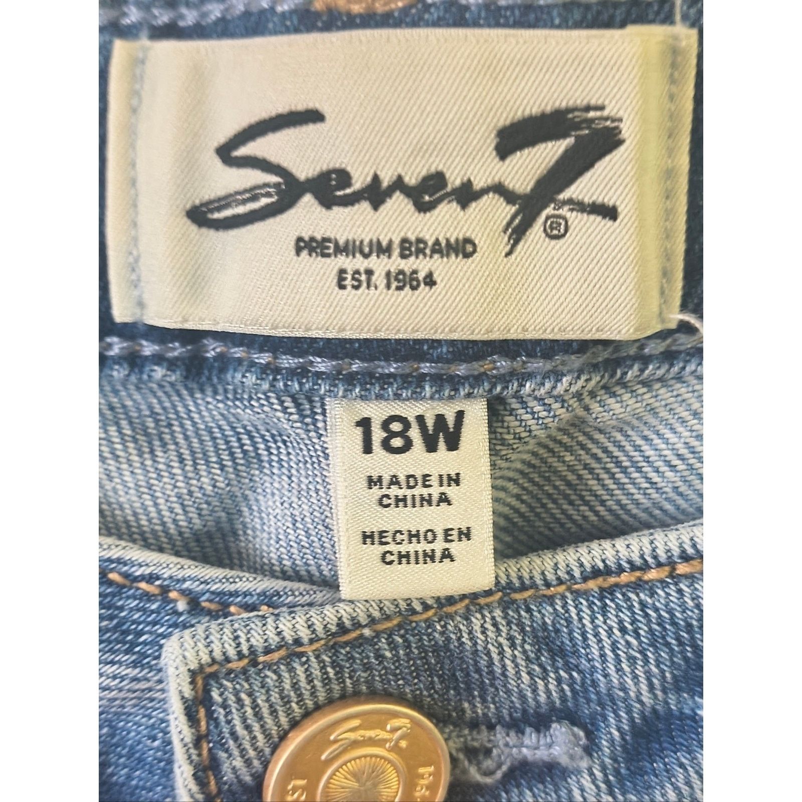 Seven 7 Seven7 18W Straight Leg Relaxed Fit Jeans Stretch Denim Size 35" - 2 Thumbnail