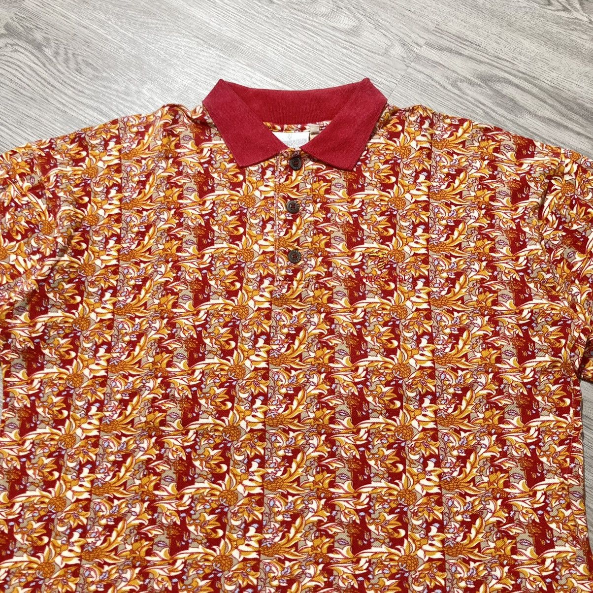 Trussardi 🇮🇹 1990s Vintage Trussardi Flower Motif Polo Tshirt Luxury Size US XL / EU 56 / 4 - 2 Thumbnail