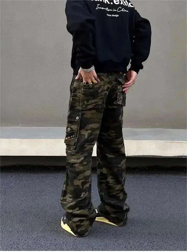 Japanese Brand Retro Straight Loose Multi Pocket Jeans Size US 32 / EU 48 - 5 Thumbnail