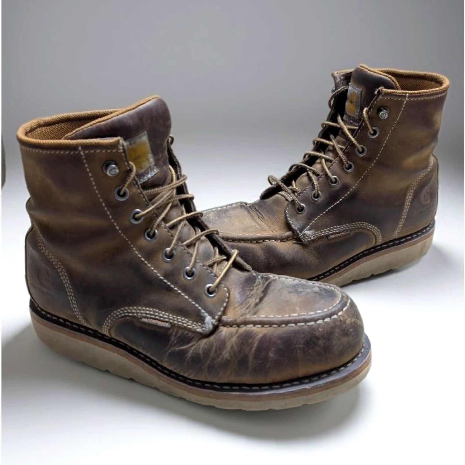 Carhartt Womens Carhartt Work Boots 10 M Brown Leather Safety Steel Toe FW6225 Mohican Moccasin Wedge Sole Workwear Womens Size US 10 / IT 40 - 2 Thumbnail