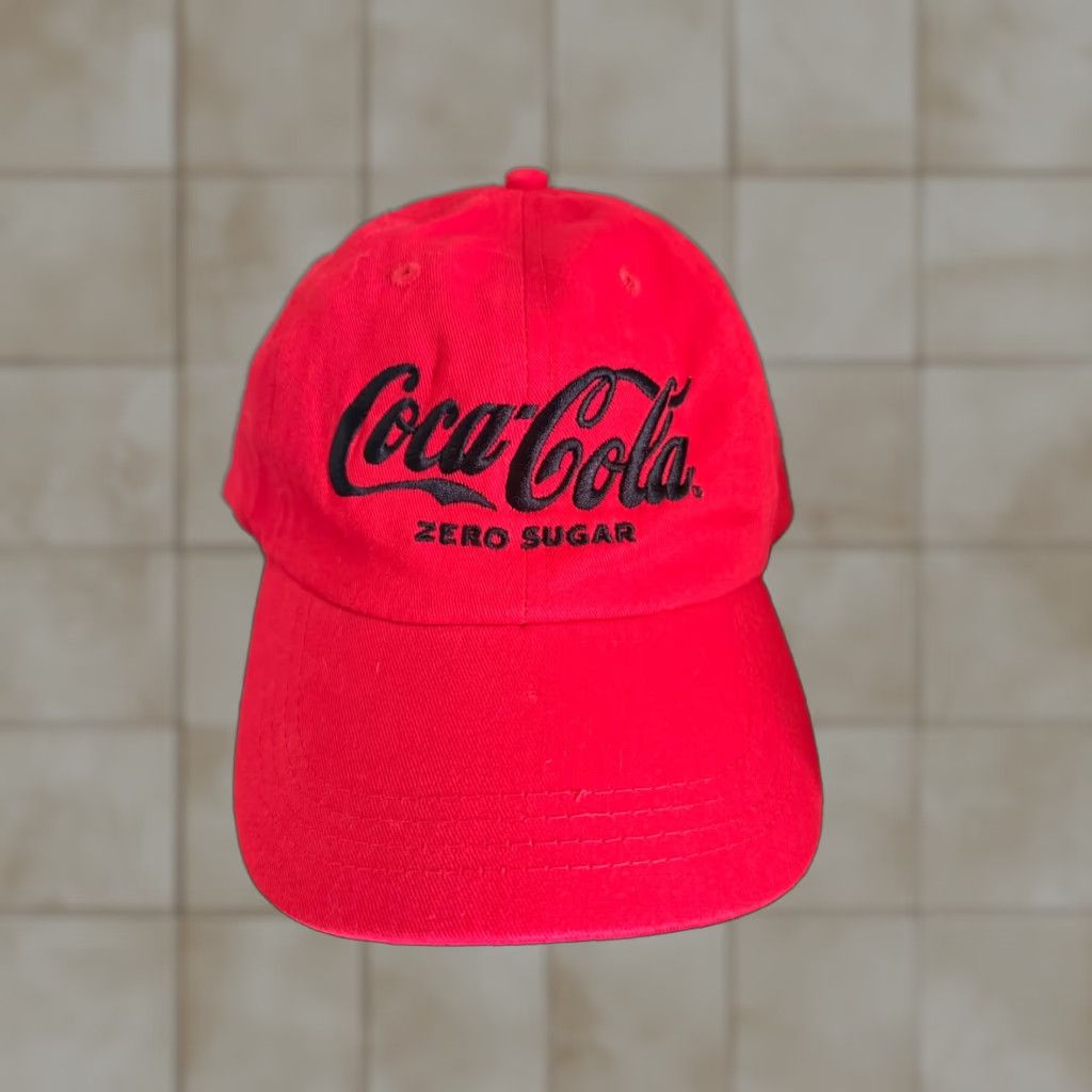 Vintage Coca Cola Zero Sugar Red Embroidered Black Logo Baseball Cap Adjustable Hat Mens NWOT Size ONE SIZE - 1 Thumbnail
