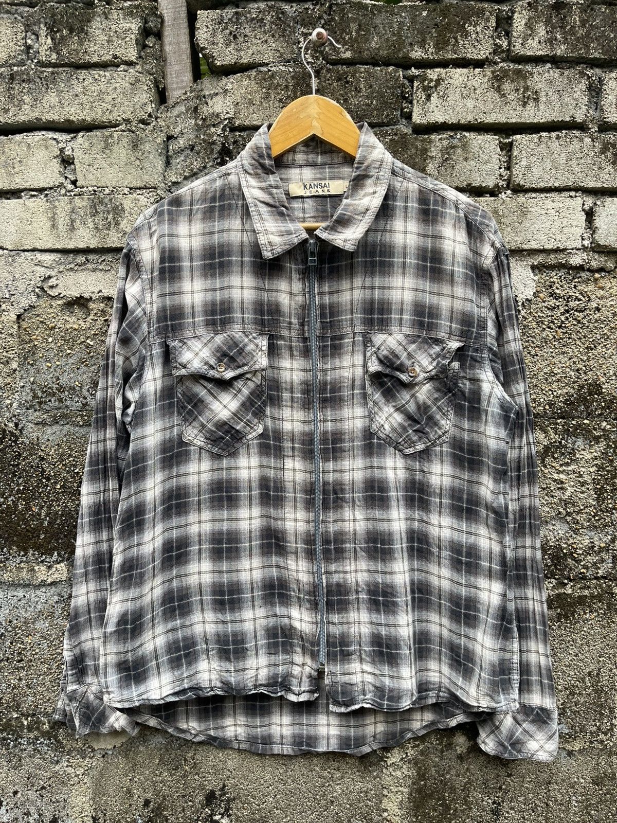 Japanese Brand × Kansai Yamamoto × Vintage Vintage Kansai Jeans Zip Up Flanner Jacket Size US M / EU 48-50 / 2 - 1 Thumbnail