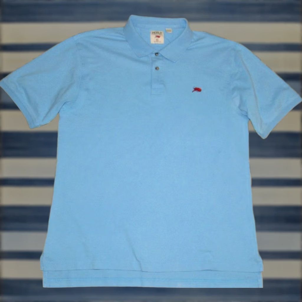 Vintage PERLIS Blue Short Sleeve Pique Polo Shirt XL Mens Polo Shirt Blue XL Size US XL / EU 56 / 4 - 1 Thumbnail