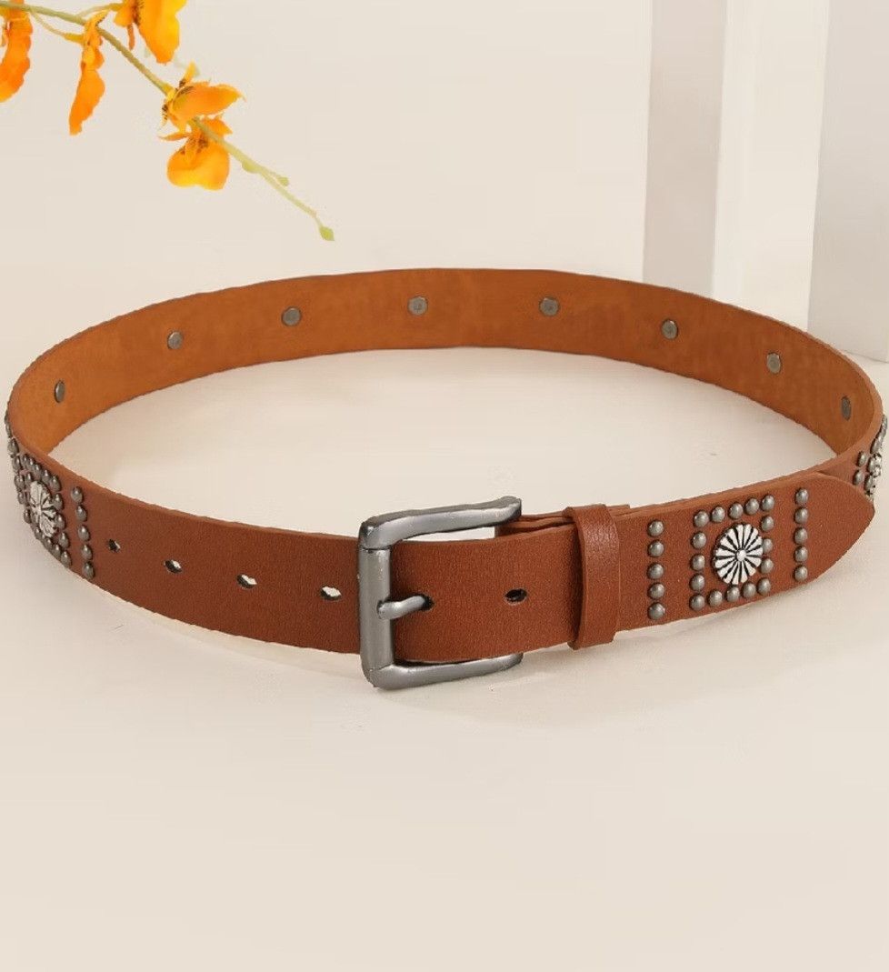 Japanese Brand Rivet flower harajuku streetwear black belt Size ONE SIZE - 3 Thumbnail