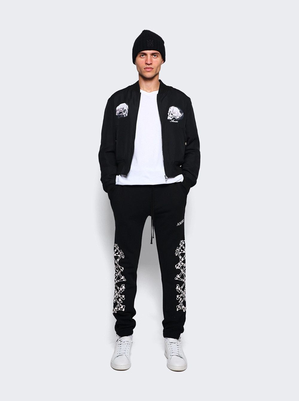 Amiri o1mle0725 Checkered Bones Sweatpants & Joggers in Black Size US 28 / EU 44 - 2 Thumbnail