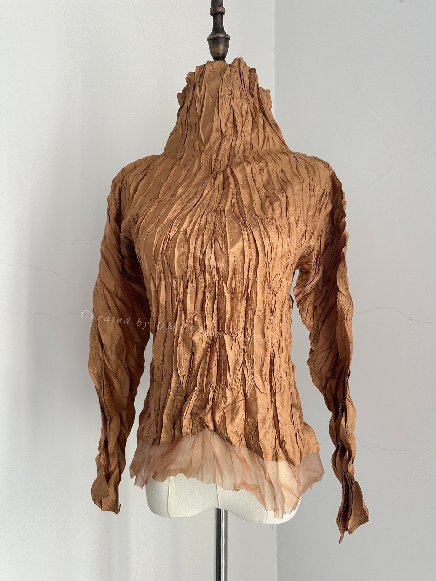 Pleats Please Issey Miyake Issey Miyake PP Gold Pleated Tulle Top Size L / US 10 / IT 46 - 1 Thumbnail