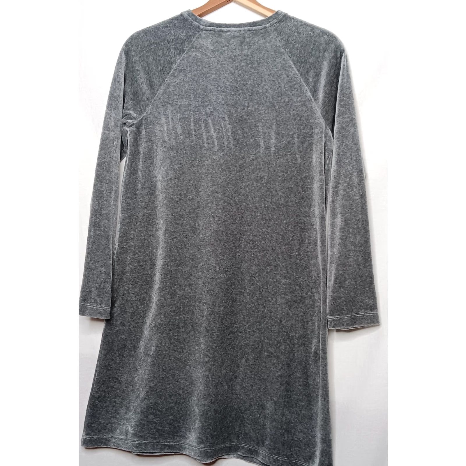 Velour Pure Jill Shift Dress XS Gray Velour Pima Cotton Blend Raglan Long Sleeve Knee Length Casual Party/Cocktail Womens XS Size XS / US 0-2 / IT 36-38 - 2 Thumbnail