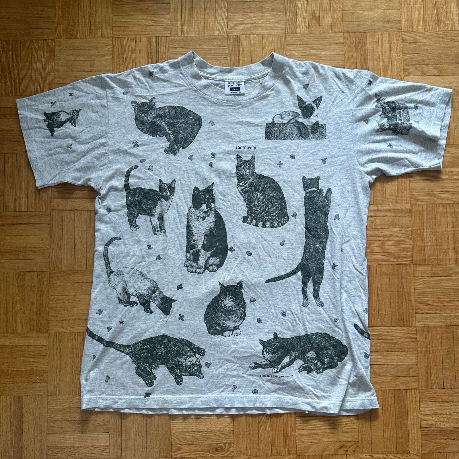 Vintage 90s California Cats AOP shirt Made in USA Large