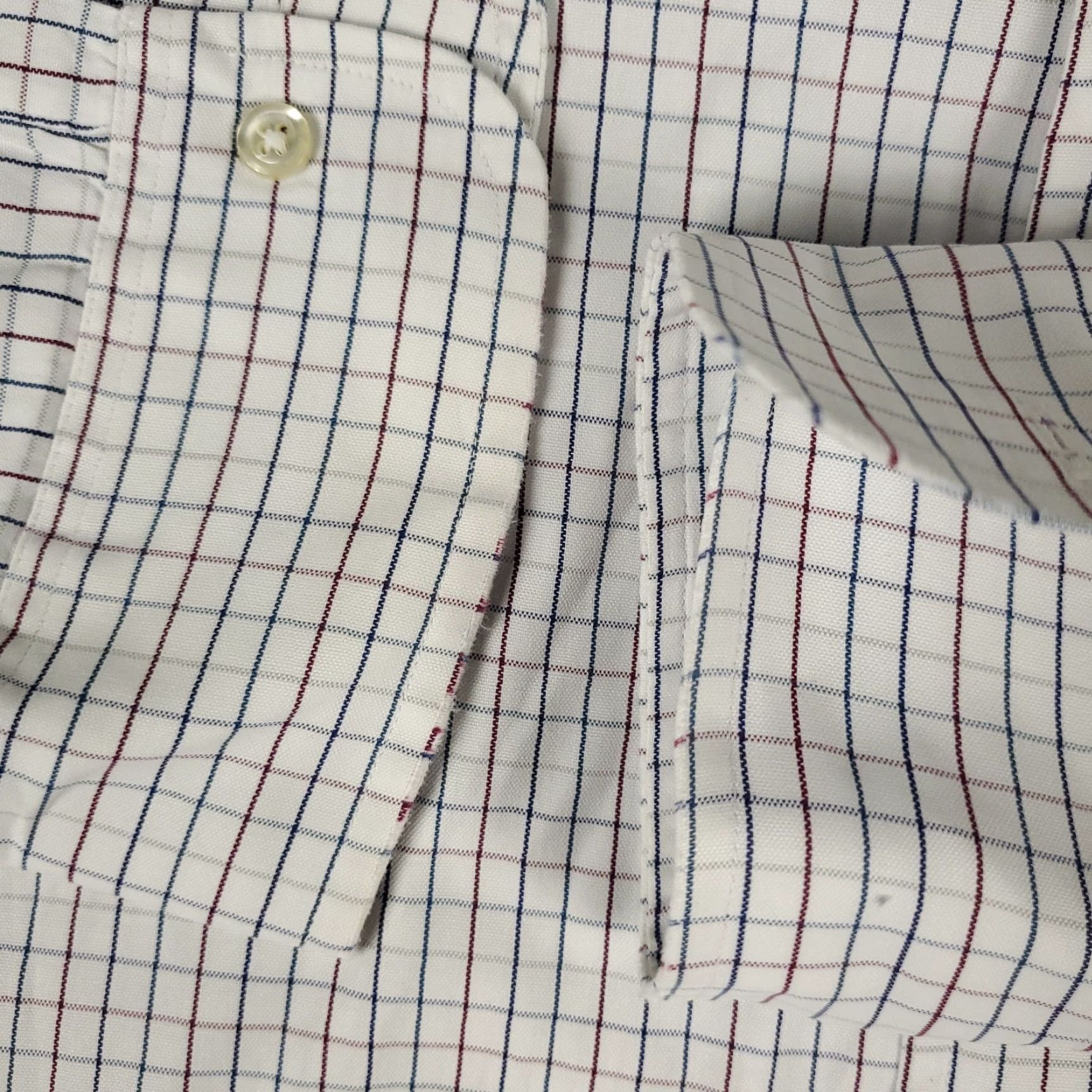 Brooks Brothers Brooks Brothers Shirt Mens 17.5 White Blue Check Dress Button Up Long Sleeve Size 46R - 3 Thumbnail