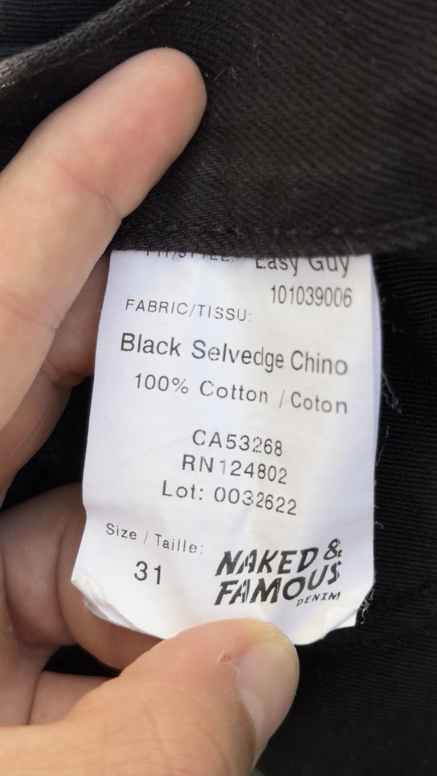 Naked & Famous Naked & Famous Easy Guy Black Selvedge Chino Pants Size 31 Size US 31 - 8 Thumbnail