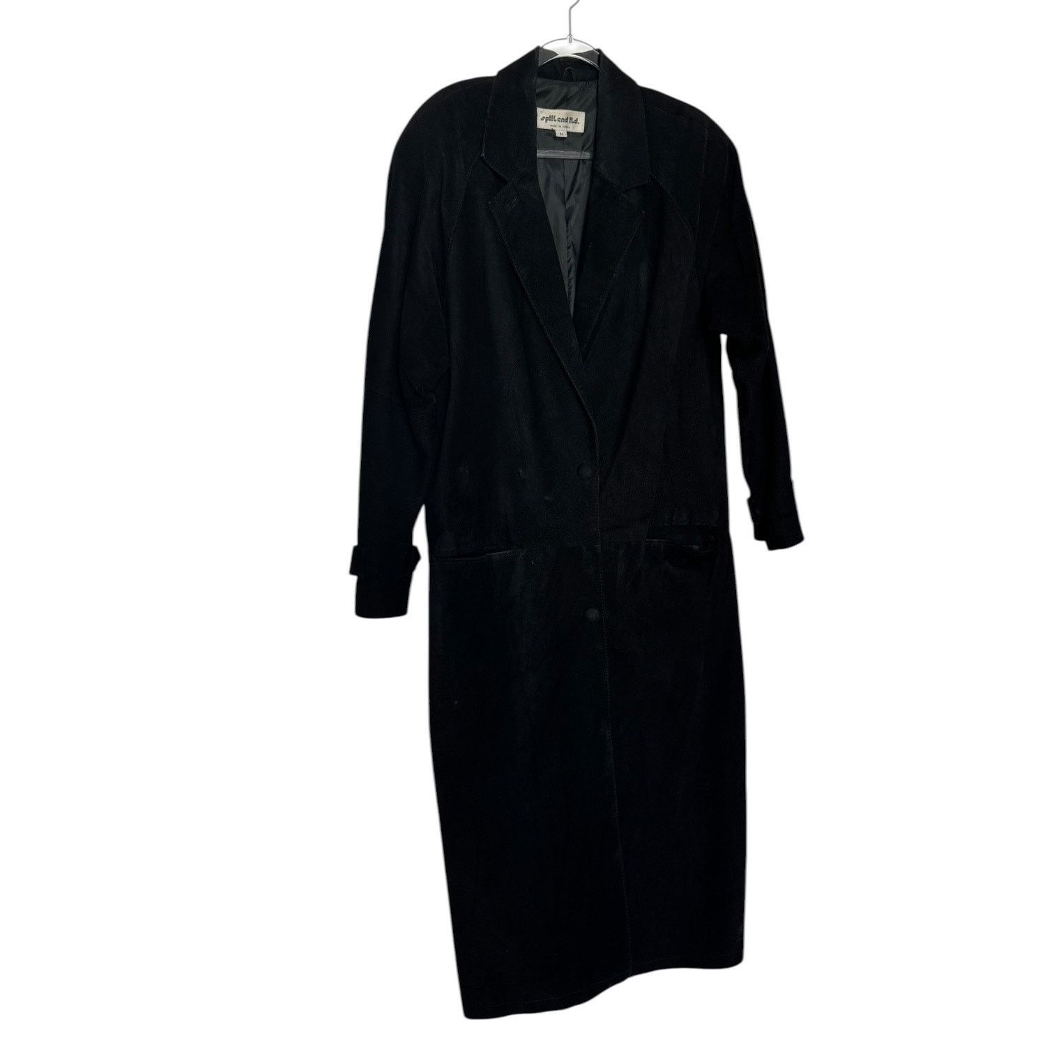 Vintage 90s Split End Ltd Black Suede Leather Long Coat Minimalist M Size M / US 6-8 / IT 42-44 - 23 Thumbnail