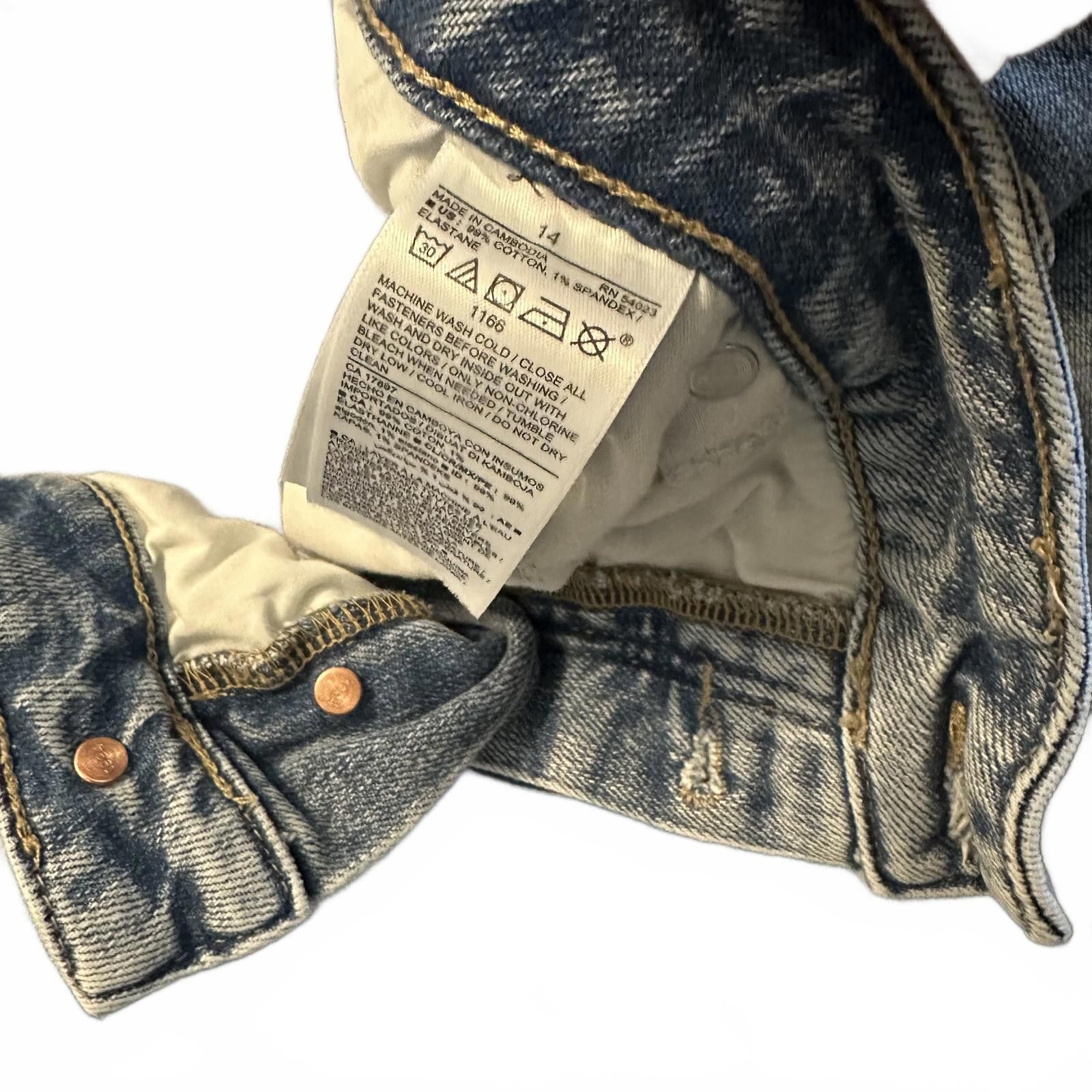 Designer Distressed Denim Skirt with Decorative Bows - 14 Size 36" / US 14 / IT 50 - 3 Thumbnail