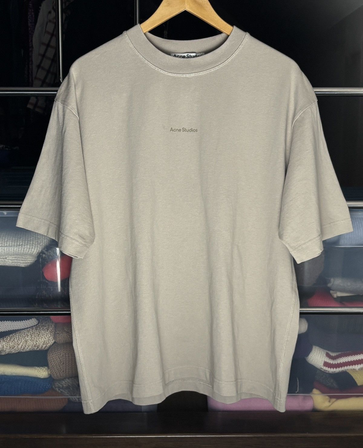 Acne Studios Acne Studios Oversized Boxy Center Logo Beige Tee Size US M / EU 48-50 / 2 - 1 Thumbnail