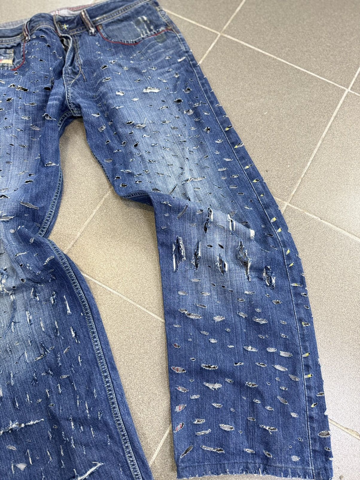Diesel × Japanese Brand Jeans Dirty Pants faded crash denim thrashed y2k distressed Size US 34 / EU 50 - 3 Thumbnail