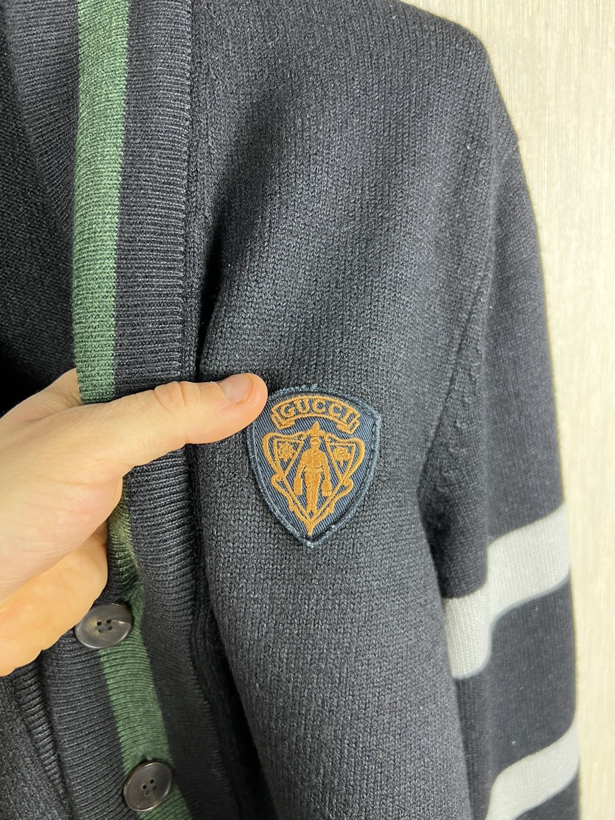 Gucci Vintage Gucci Tom Ford collage cardigan sweater logo striped Size US L / EU 52-54 / 3 - 15 Thumbnail