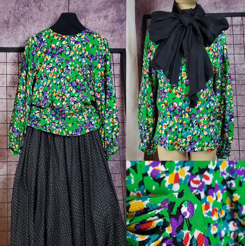Dior Dior Green Floral Silk Long Sleeve Blouse 0089 Size M / US 6-8 / IT 42-44 - 1 Thumbnail