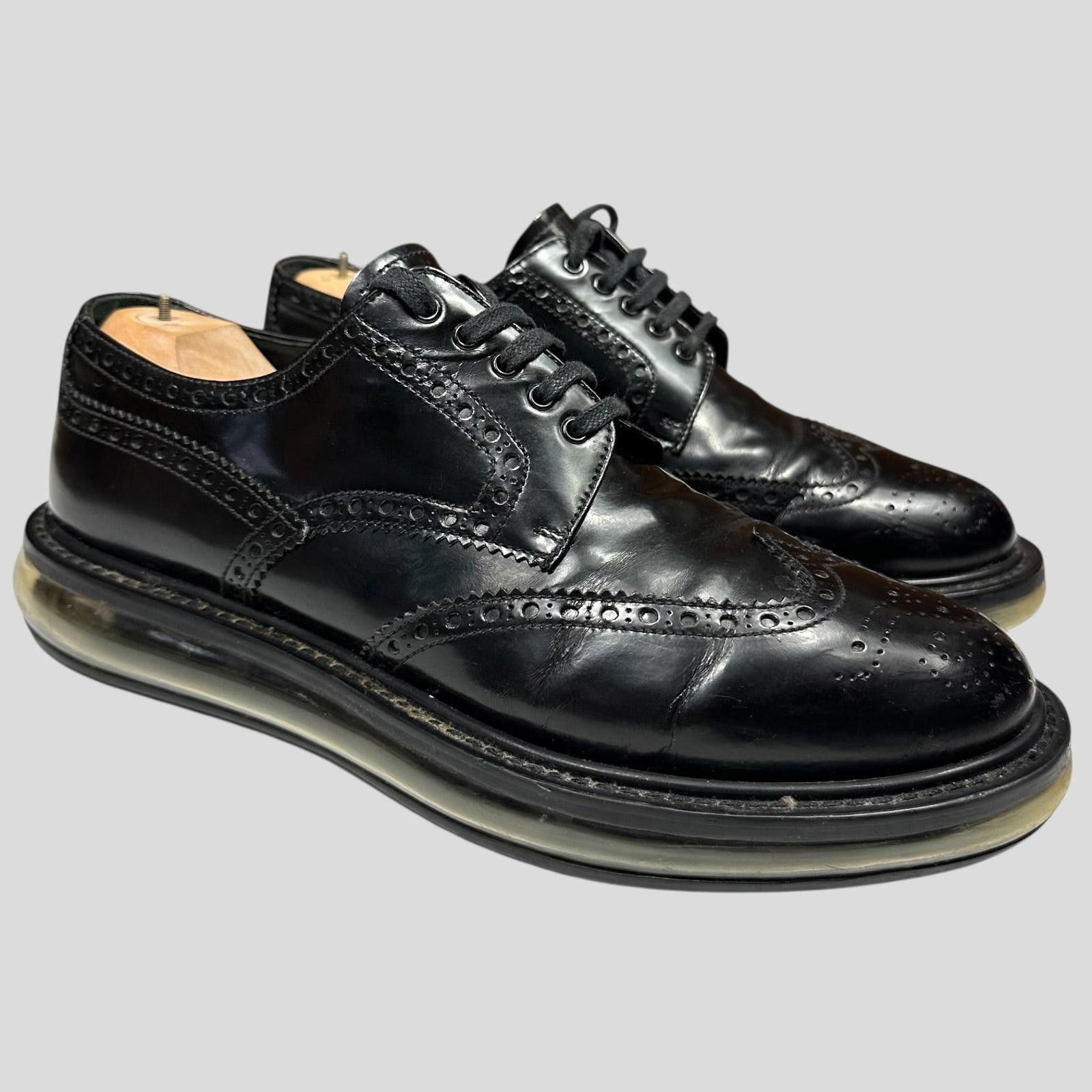 Prada Prada Air Levitate Brogues Black Leather Derby Shoes - UK9 Size US 10 / EU 43 - 1 Thumbnail