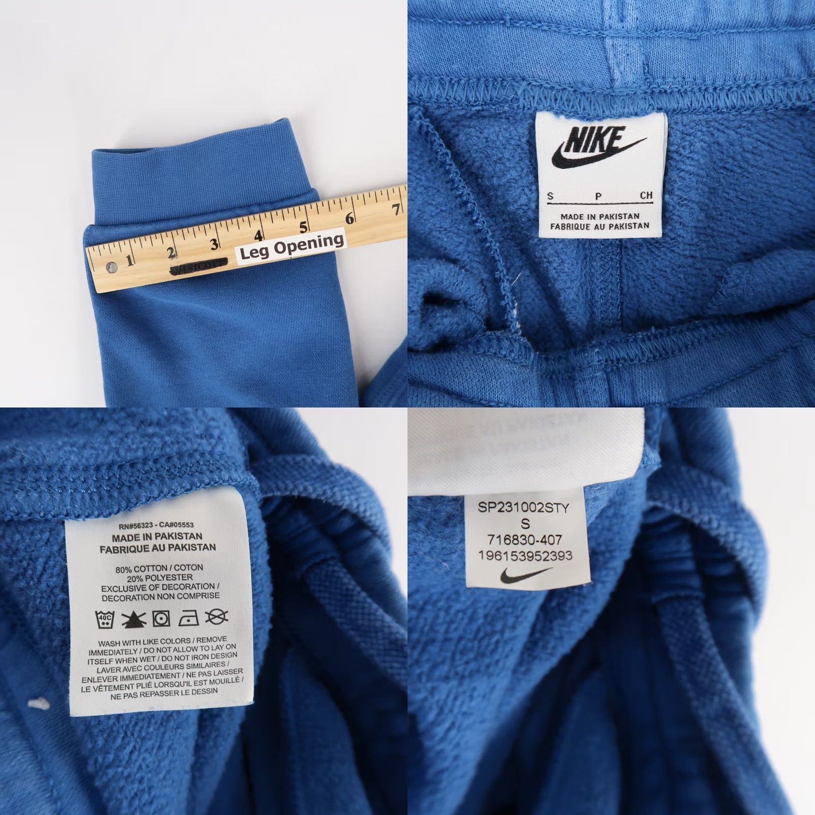 Nike Nike Club Joggers Mens S Blue Fleece Tapered Leg Drawstring Athletic Size US 29 - 8 Thumbnail