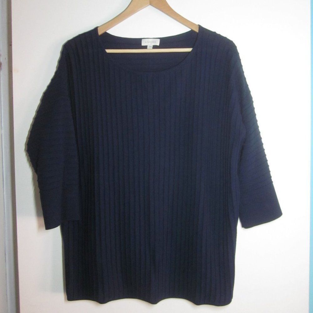 Eileen Fisher Kinross Navy Blue Cotton Sweater Womens Size Large Size L / US 10 / IT 46 - 3 Thumbnail