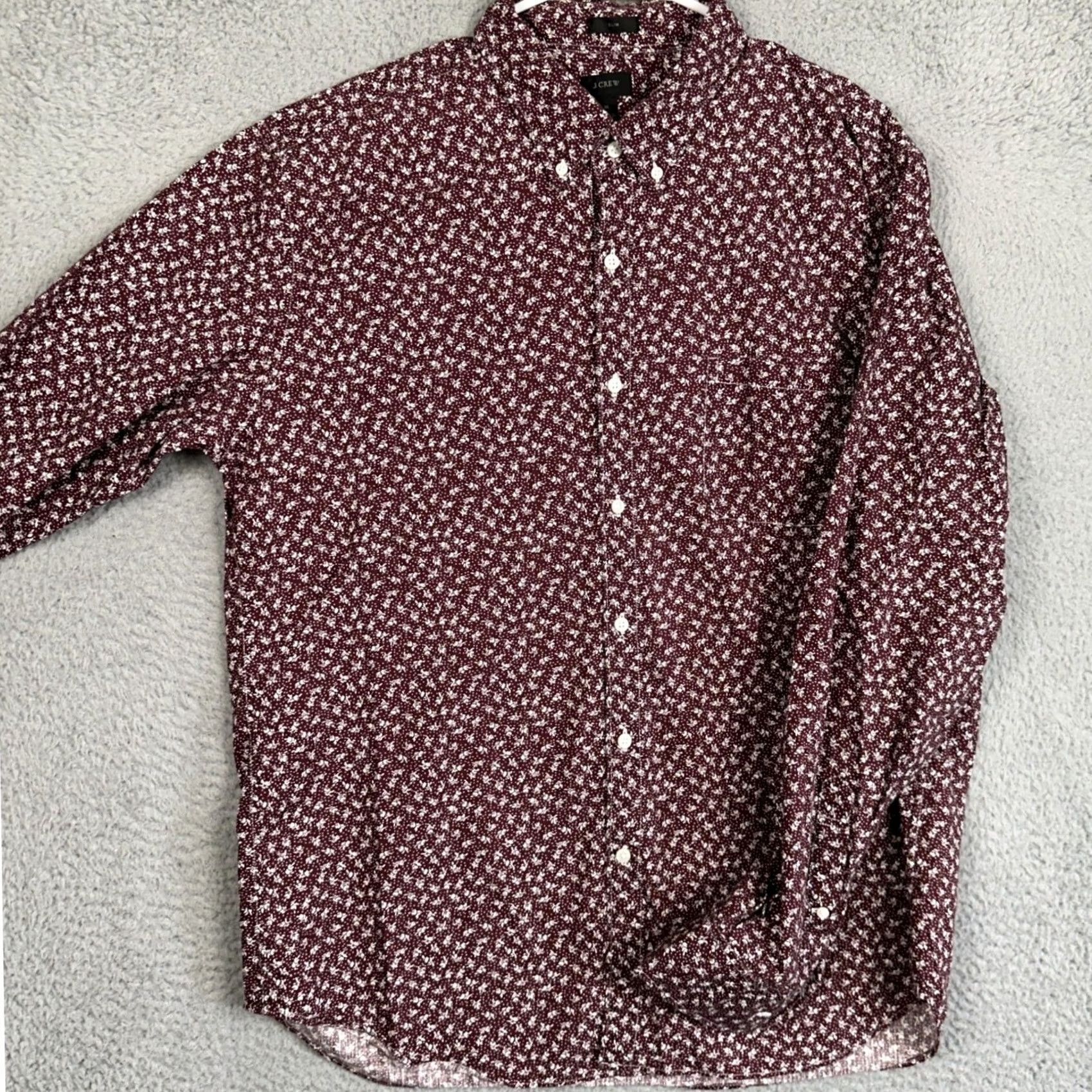 J.Crew J.CREW Shirt Mens XL Maroon Slim Fit Button-Down Micro Floral Casual Long Sleeve Size US XL / EU 56 / 4 - 2 Thumbnail