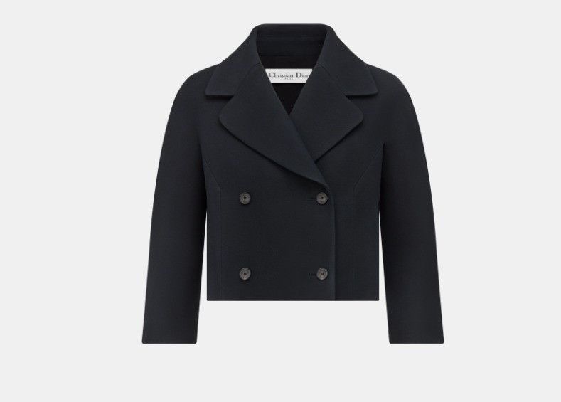 Dior o1w1db11124 Double-Breasted Cropped Jacket in Black Size XL / US 12-14 / IT 48-50 - 1 Thumbnail