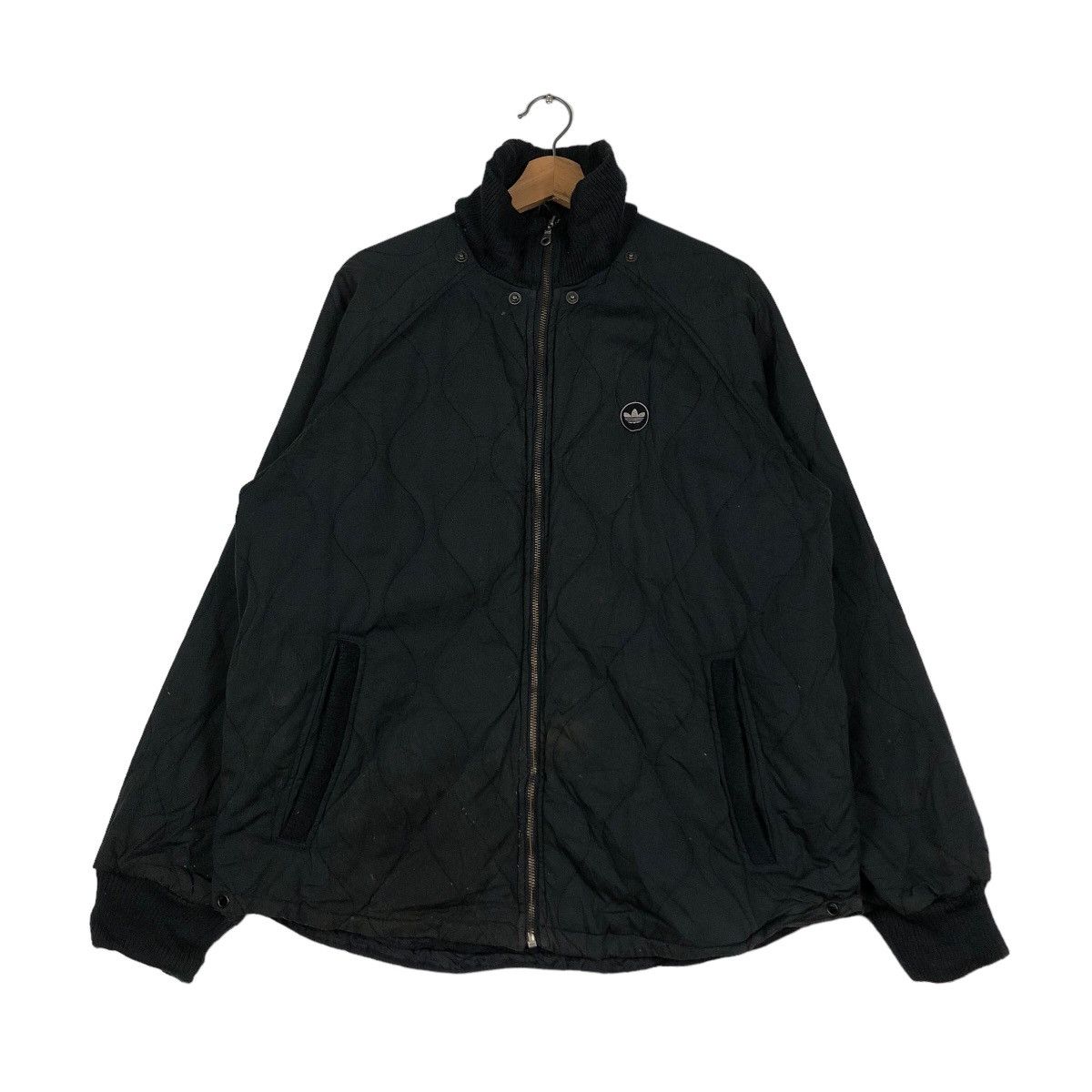 Adidas 🔥Vintage Zipper Biker Jacket Adidas Quilted Design Size US M / EU 48-50 / 2 - 1 Thumbnail