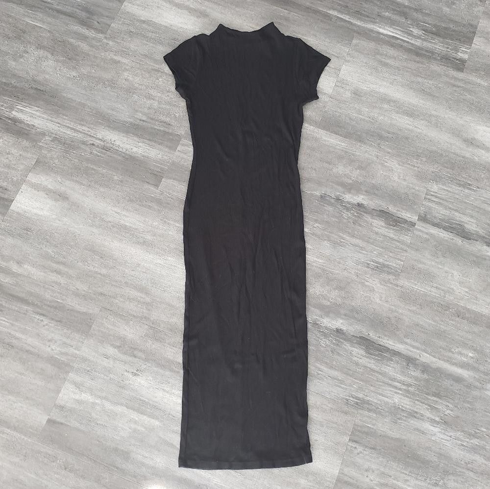 Designer Black Ribbed ImagēNation Short Sleeve Maxi Size M / US 6-8 / IT 42-44 - 1 Thumbnail