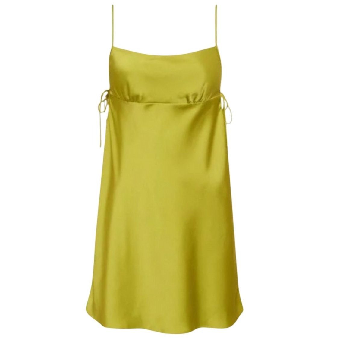 Other Rumored Meadow Mini Dress LARGE Green Satin Empire Cocktail Size L / US 10 / IT 46 - 1 Thumbnail