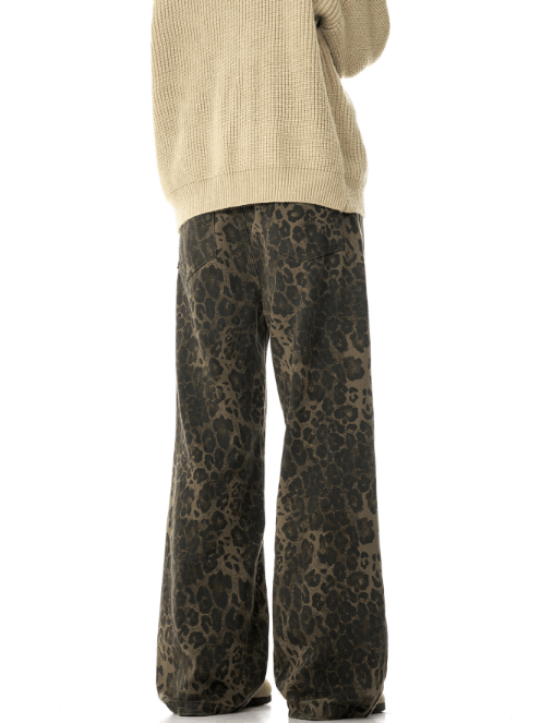 Japanese Brand × Jean American retro washed straight loose leopard print jeans Size US 32 / EU 48 - 5 Thumbnail